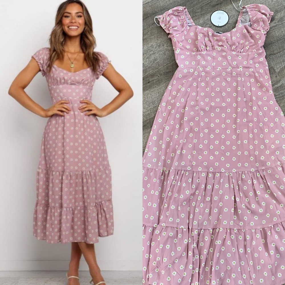 Petal and Pup Mauve Pink Floral Midi Dress